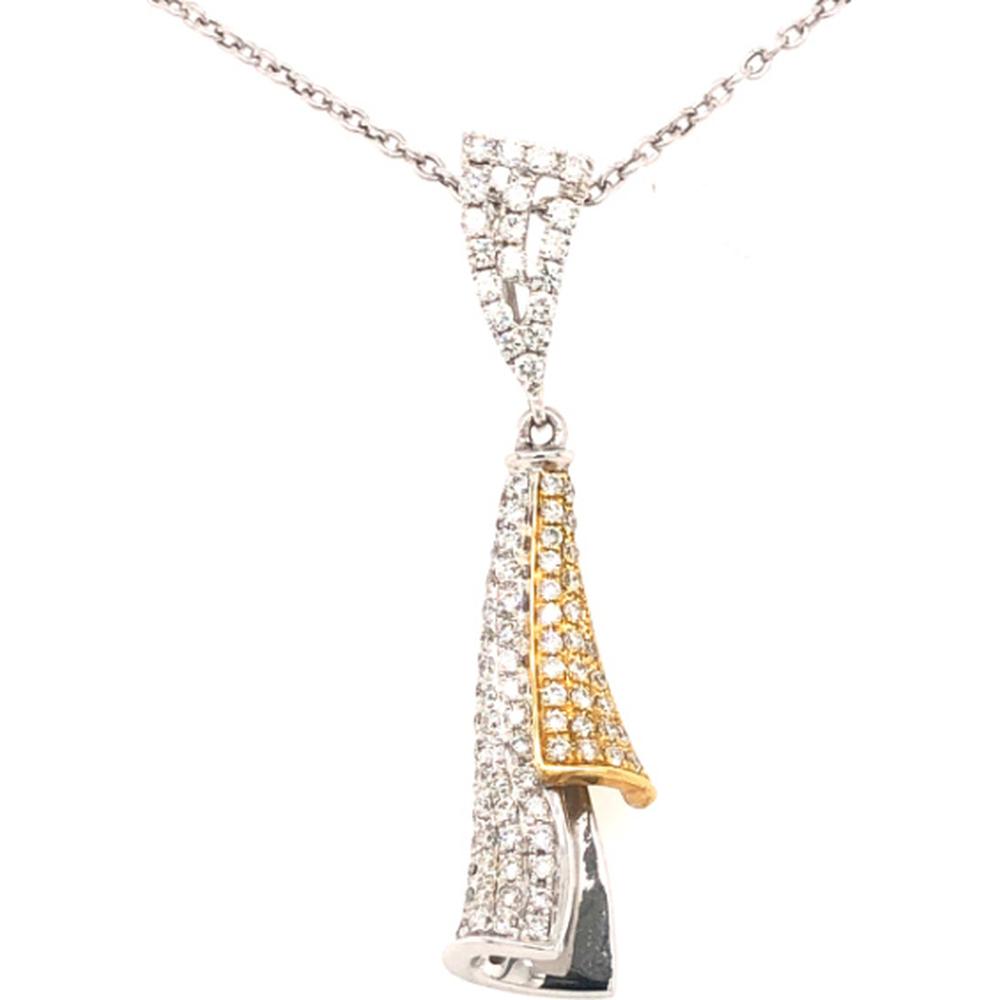 18K Two-Tone Gold Free Form Diamond Pendant Necklace by Afarin