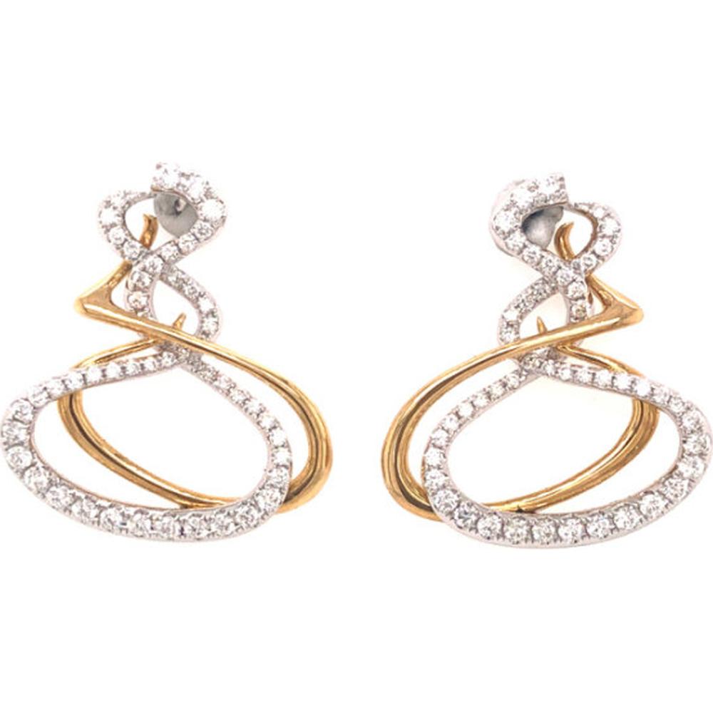 18K Two-Tone Gold Free-Form Drop Earrings with Diamond Accents by Afarin
