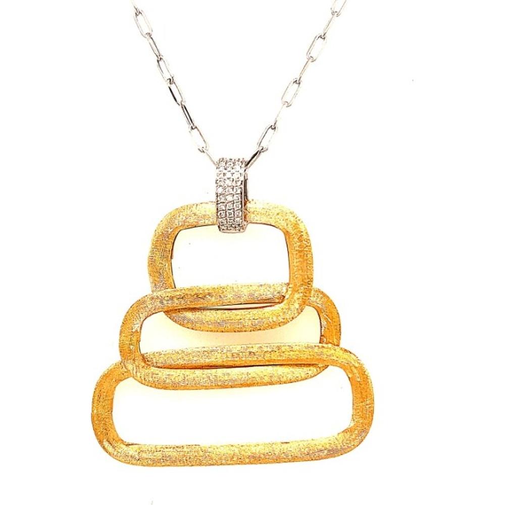 18K Two-Tone Gold Geometric Pendant Necklace with Diamond-Accented White Gold Bail by Afarin