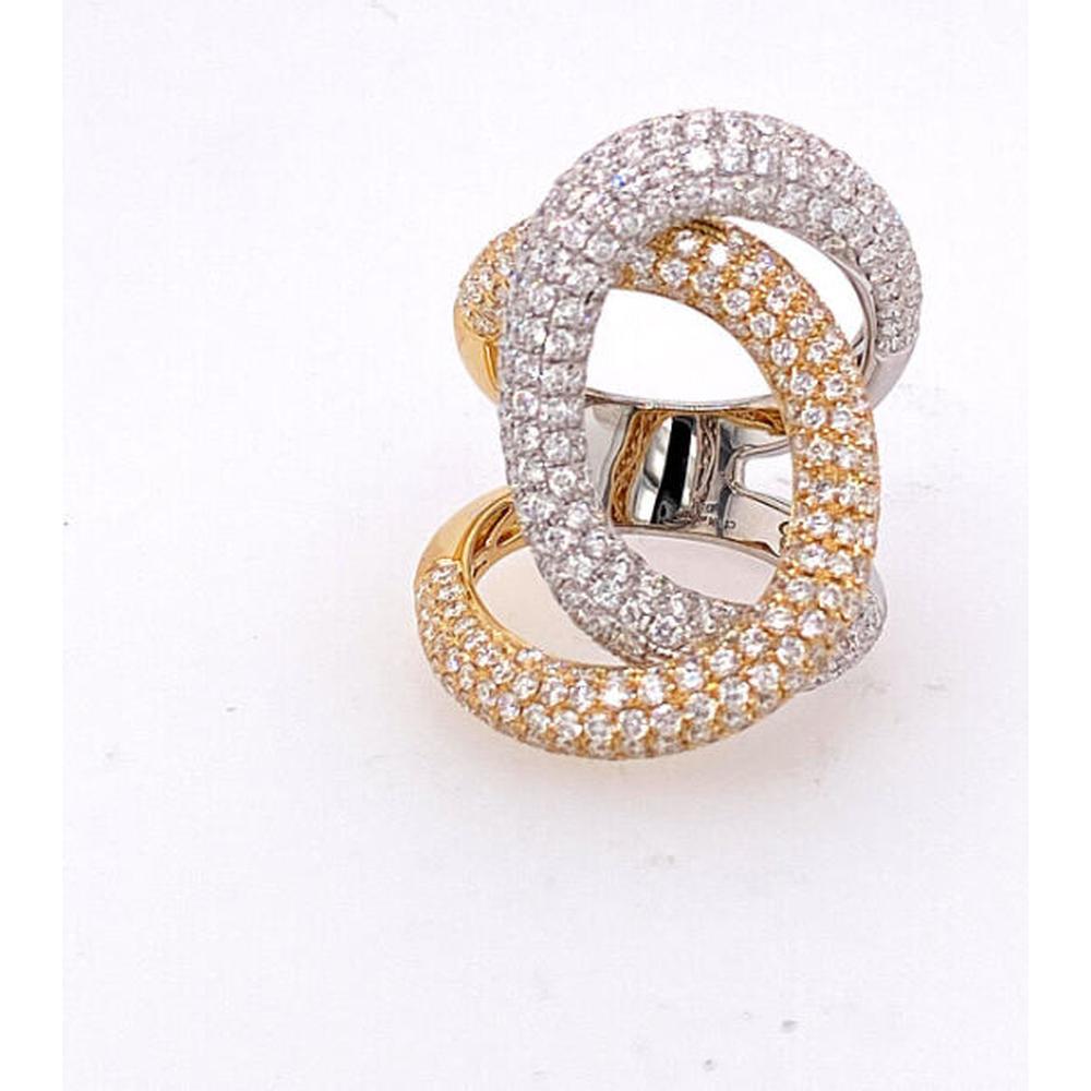 18K Two-Tone Gold Interlocking Oval Diamond Ring with Pavé Set Round Diamonds by Afarin