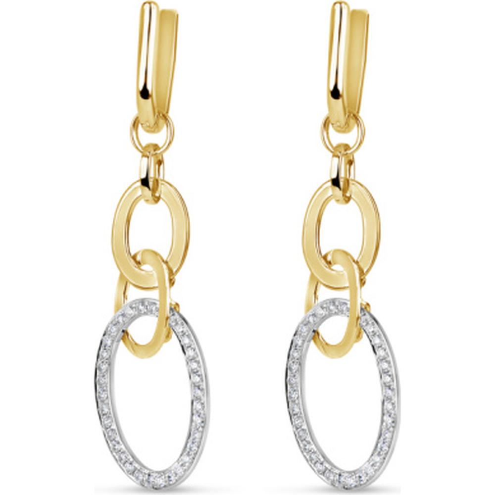 18K Two-Tone Gold Interlocking Oval Drop Earrings with Diamond-Accented White Gold Links by Afarin