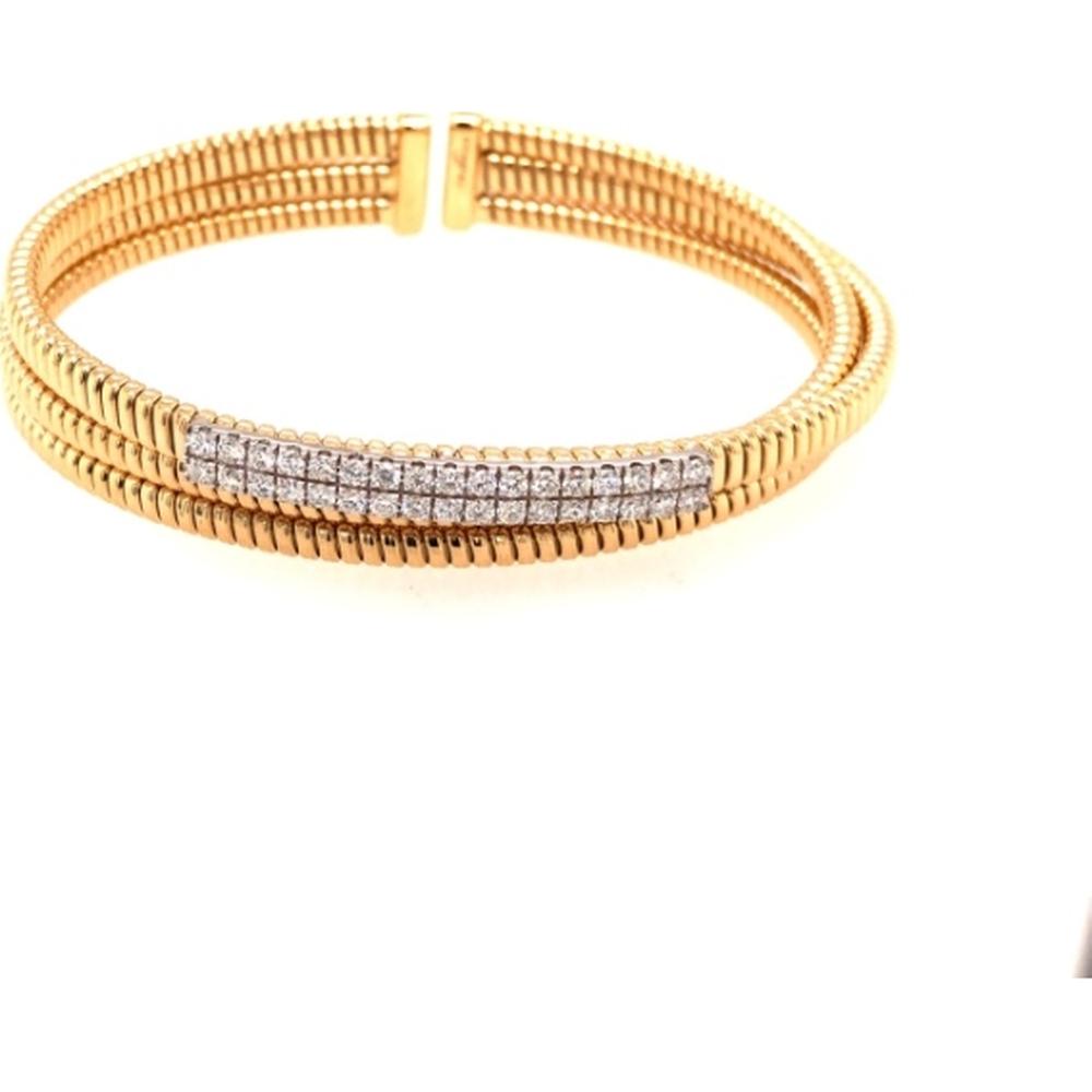 18K Two-Tone Gold Multi-Row Diamond Bangle Bracelet by Afarin