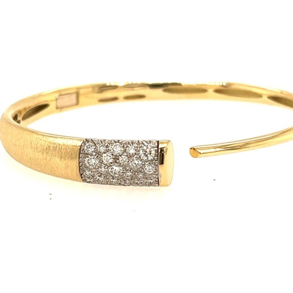 18K Two-Tone Gold Open Bangle Bracelet with Diamond Accent Detail by Afarin