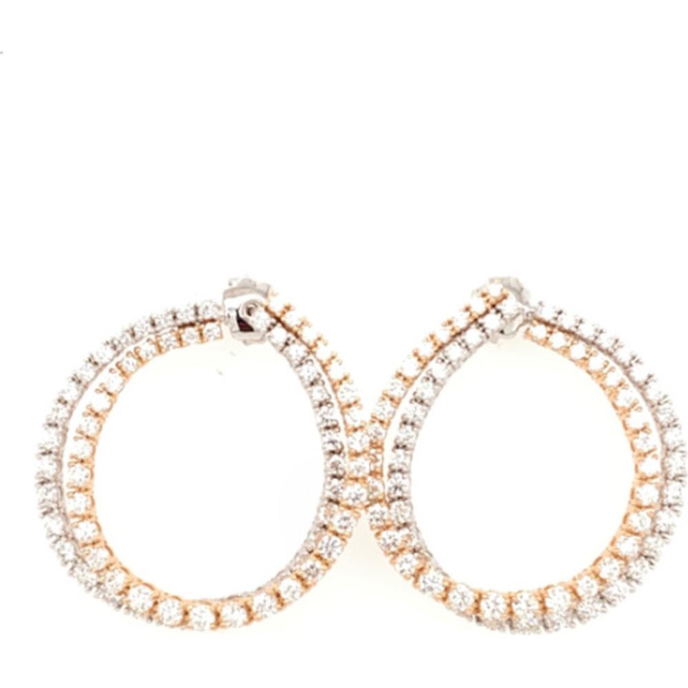 18K Two-Tone Gold Open Oval Diamond Hoop Earrings by Afarin