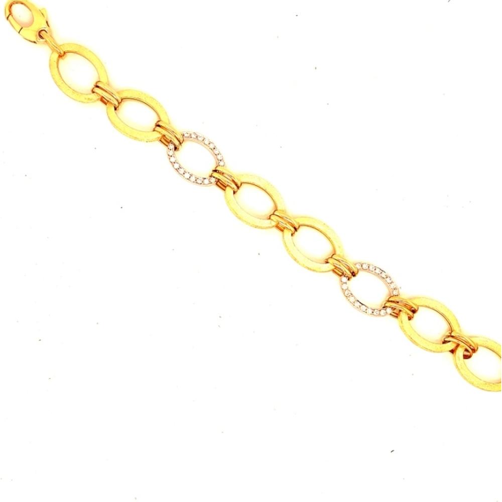 18K Two-Tone Gold Oval Link Bracelet with Diamond Accent Stations by Afarin
