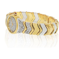 18K Two-Tone Gold Vintage Bvlgari Parentisi Diamond and Ruby Watch - Estate Piece with Round Cut Diamonds and Ruby Hour Markers