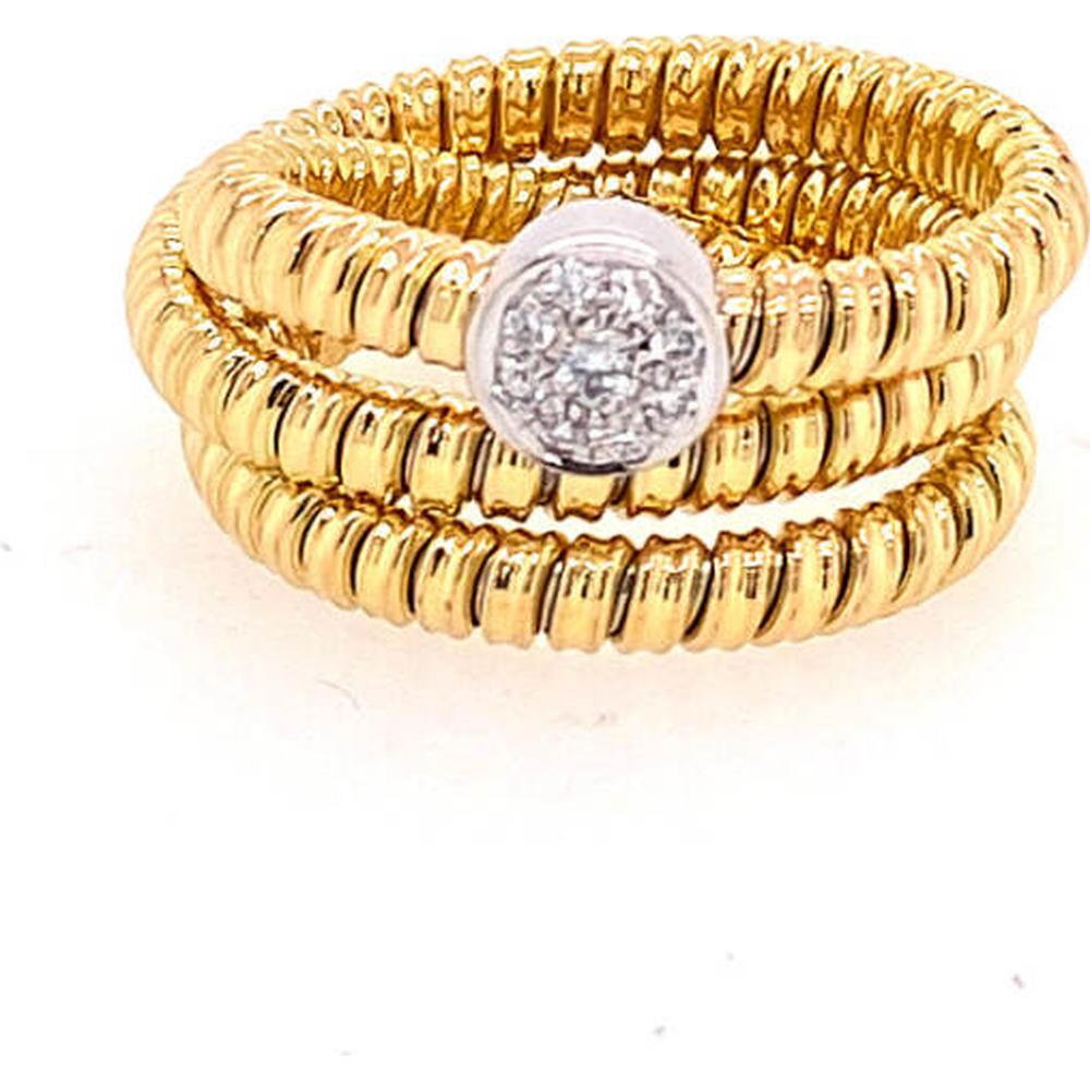 18K Two-Tone Gold Wrapped Band Ring with Round Diamond Cluster Center by Afarin