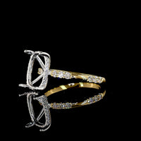 18K Two Tone Hidden Halo Ring with 4.07 Carat Antique Cushion Cut Lab Diamond and Accent Diamonds - 4.45 Total Carat Weight - Covaloro Fine Jewelry