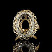 18K Two Tone Oval Halo Ring with 8.20 Carat Oval Cut Lab Diamond Center and 0.61 Carat Brilliant Cut Lab Diamond Accents - 8.81 Carats Total Weight - Covaloro Fine Jewelry