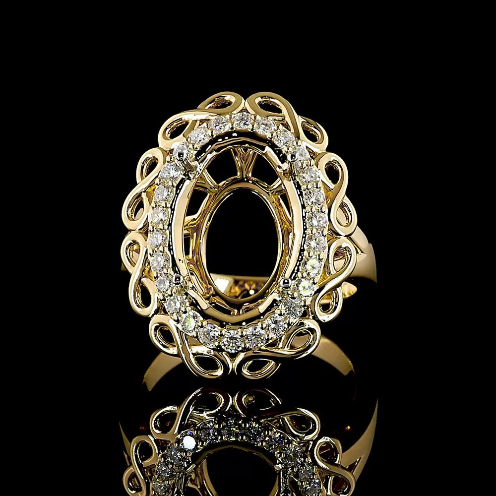 18K Two Tone Oval Halo Ring with 8.20 Carat Oval Cut Lab Diamond Center and 0.61 Carat Brilliant Cut Lab Diamond Accents - 8.81 Carats Total Weight - Covaloro Fine Jewelry