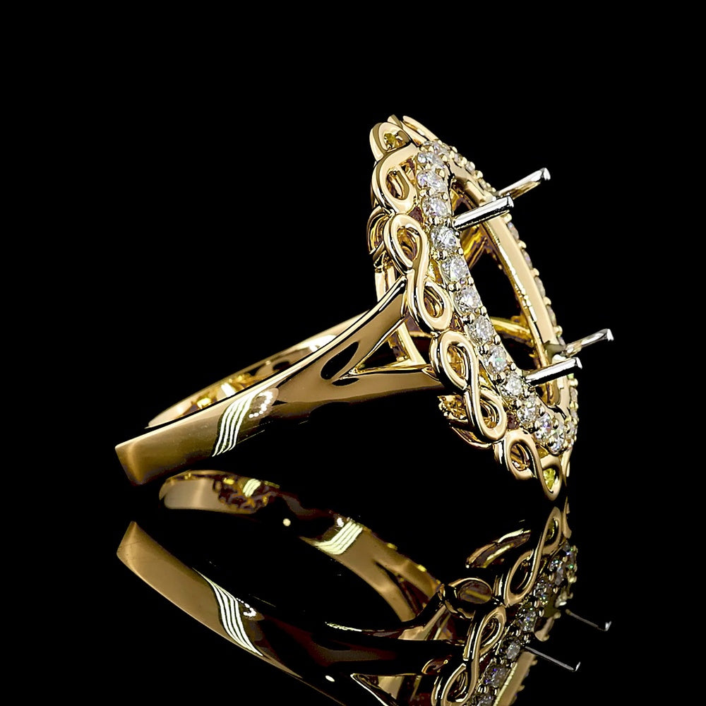 18K Two Tone Oval Halo Ring with 8.20 Carat Oval Cut Lab Diamond Center and 0.61 Carat Brilliant Cut Lab Diamond Accents - 8.81 Carats Total Weight - Covaloro Fine Jewelry