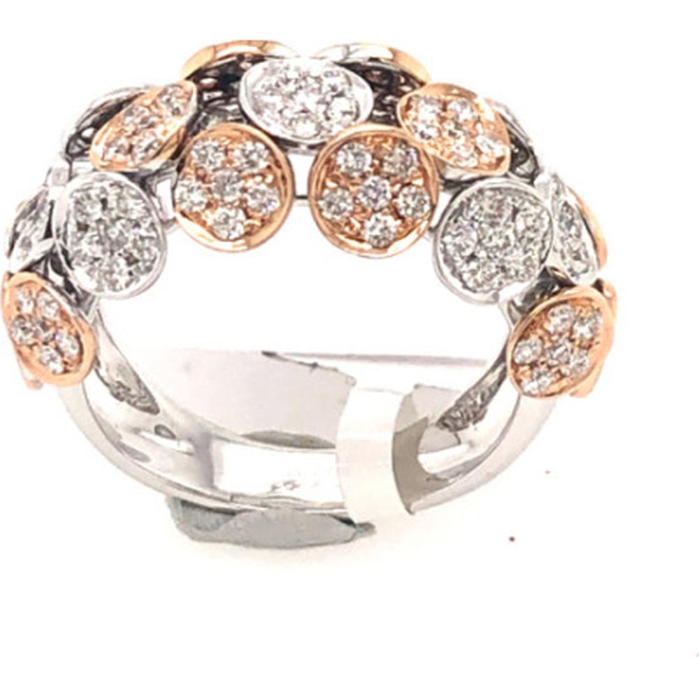 18K Two-Tone Rose and White Gold Cluster Diamond Ring with Floral-Inspired Round Diamond Motifs by Afarin