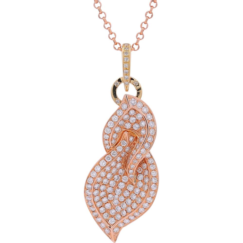 18K Two-Tone Rose and Yellow Gold Diamond Pendant Necklace - 2.37 Carat Total Diamond Weight