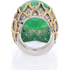18K Two Tone Vintage Jadeite and Diamond Statement Ring