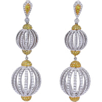18K Two-Tone Yellow & White Diamond Earrings - 8.809 Carat Total Diamond Weight