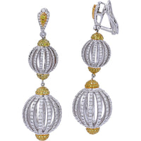 18K Two-Tone Yellow & White Diamond Earrings - 8.809 Carat Total Diamond Weight