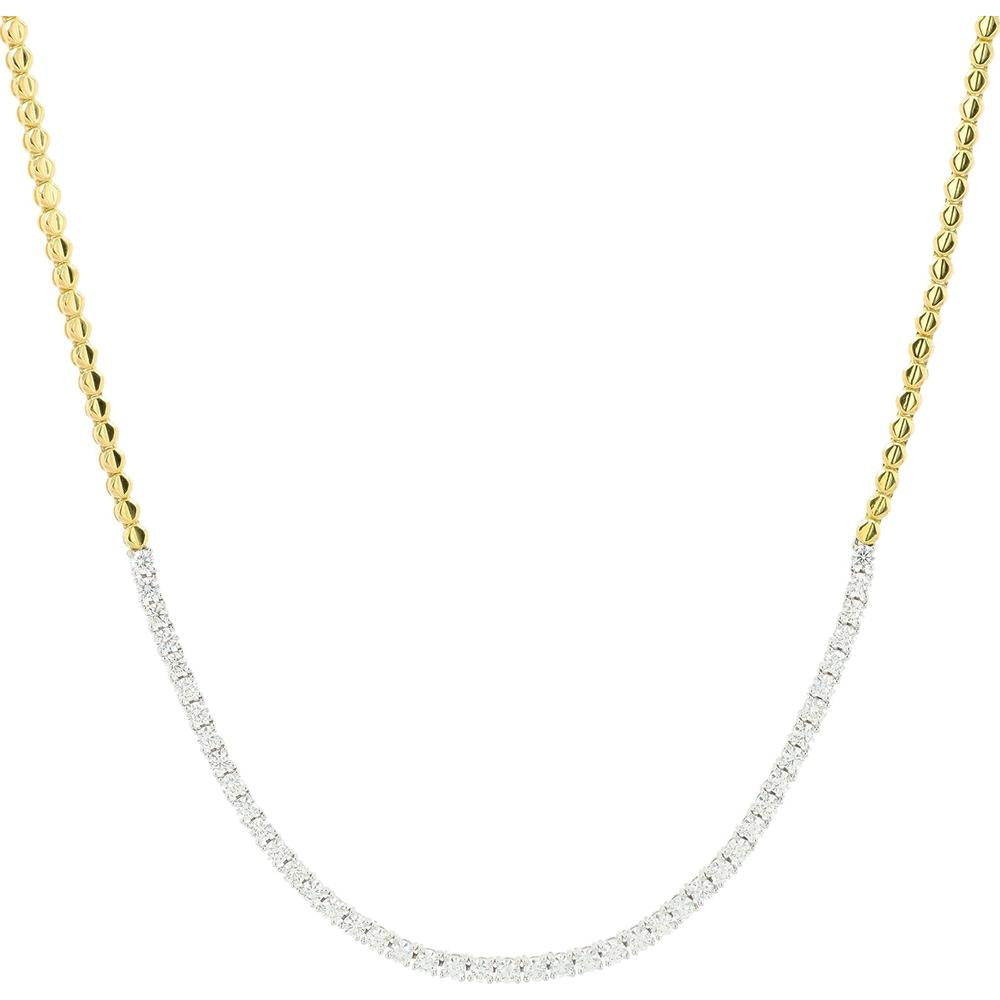18K Two-Tone Yellow & White Gold 17" Station Necklace with 2.70 Carat Total Round Diamonds