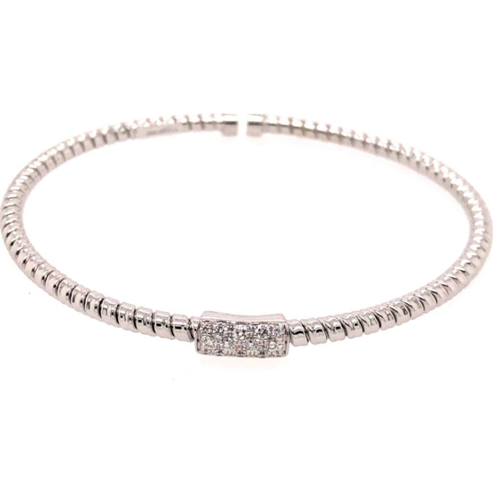 18K White and Yellow Gold Diamond Accent Bangle Bracelet by Afarin