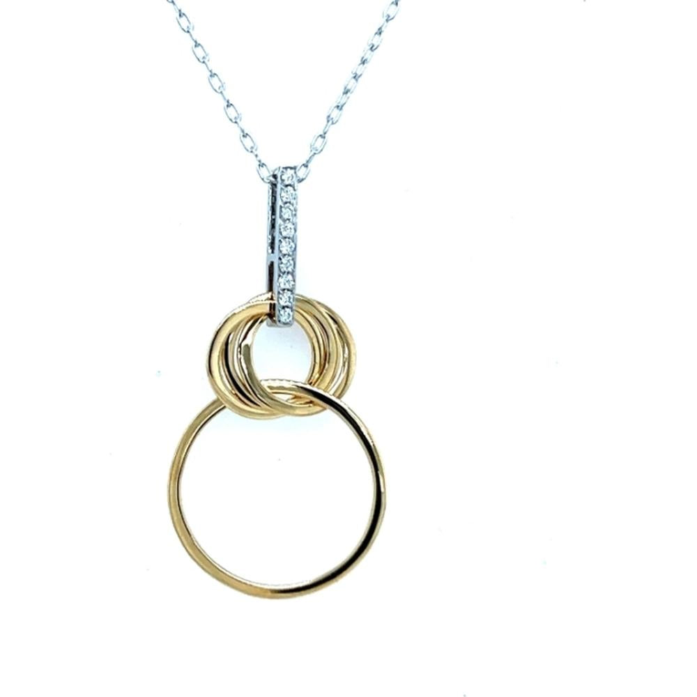 18K White and Yellow Gold Interlocking Circle Pendant with Diamond Accents by Afarin