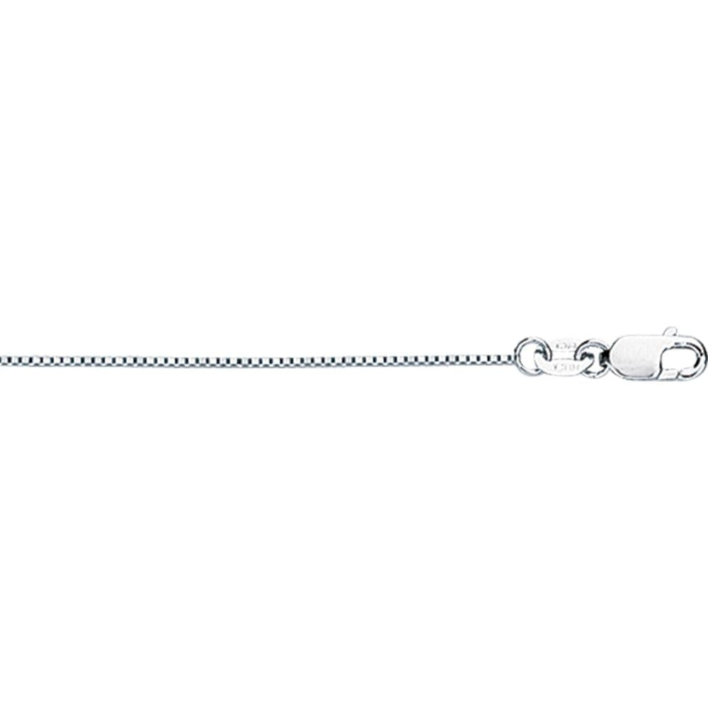 18K White Gold 0.6mm Diamond-Cut Classic Box Chain Necklace - 20" by Orozza Fine Jewelry