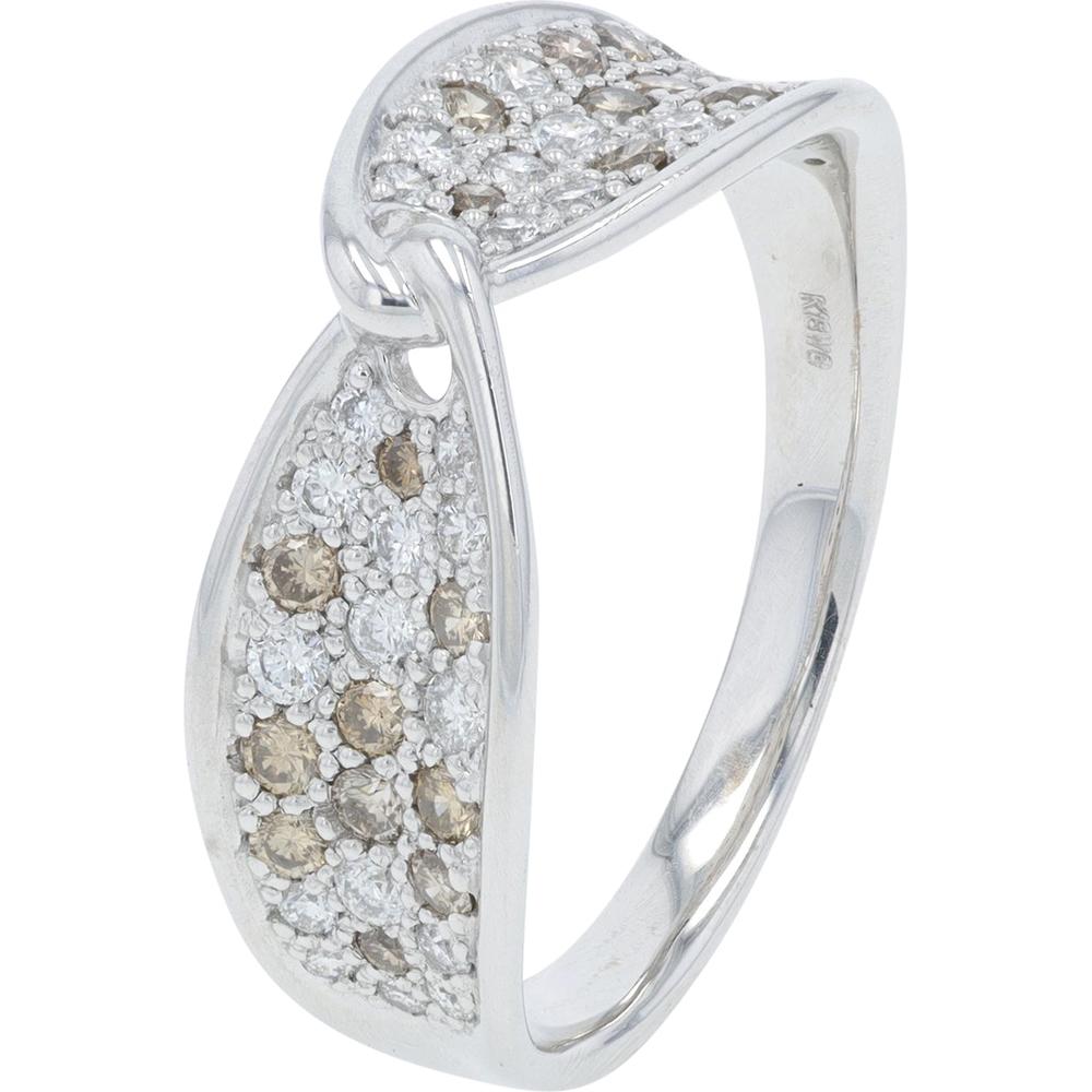18K White Gold 0.73 Carat Total Weight Diamond Ring with Milgrain Detailing and Brilliant Diamonds