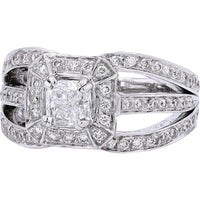 18K White Gold 1.00 Carat Center Cushion Cut Diamond Engagement Ring