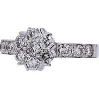 18K White Gold 1.00 Carat Diamond Cluster Ring with Round Brilliant Diamonds