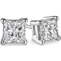 18K White Gold 1.02 Carats Total Weight Diamond Stud Earrings with Princess Cut Lab Diamonds and Threaded Screw Backs (0.51 Carats per Earring) - IGI Certified E-F VS2 - Covaloro Fine Jewelry