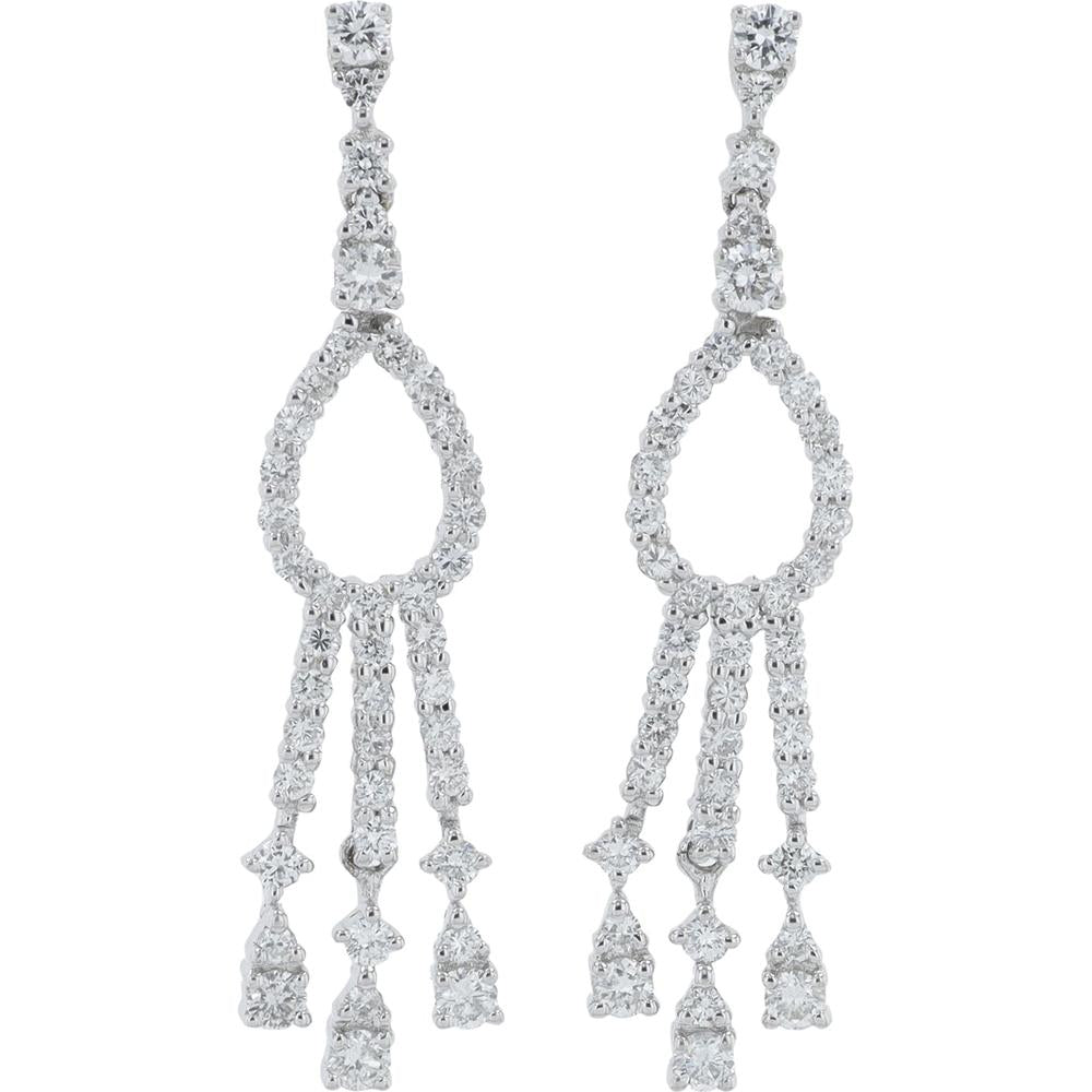 18K White Gold 1.16 Carat Diamond Drop Earrings - 0.58 Carat Each Diamond