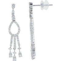 18K White Gold 1.16 Carat Diamond Drop Earrings - 0.58 Carat Each Diamond