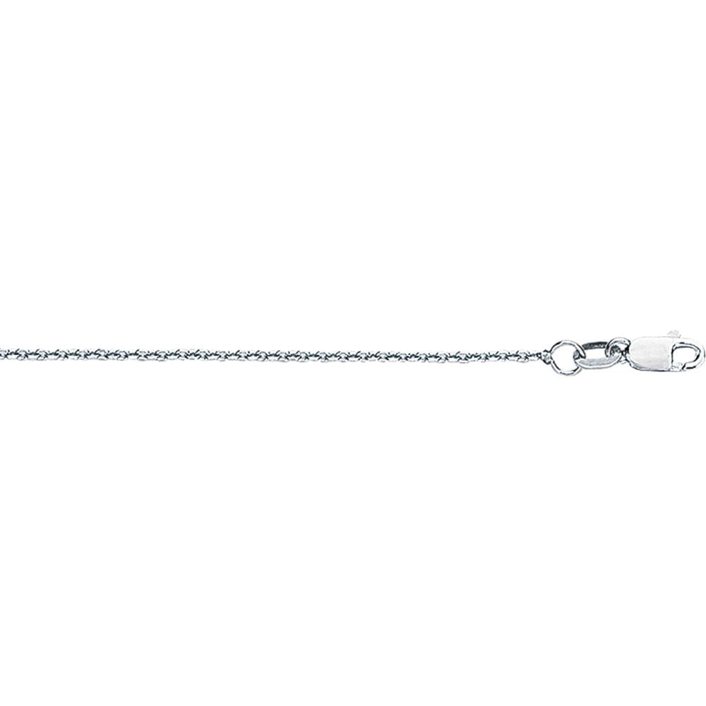 18K White Gold 1.1mm Diamond Cut Cable Chain with Lobster Lock - 18" Length by Orozza Fine Jewelry