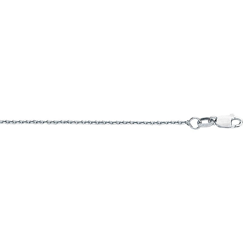 18K White Gold 1.1mm Diamond Cut Cable Chain with Lobster Lock - 18" Length by Orozza Fine Jewelry