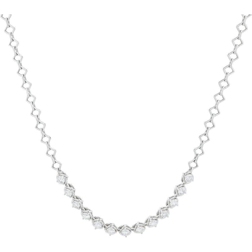 18K White Gold 1.20 Carats Diamond Necklace with Prong-Set Diamonds - 17" Length