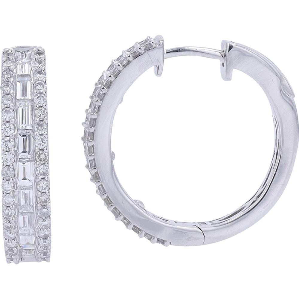 18K White Gold 1.30 Carat Diamond Sparkle Hoop Earrings
