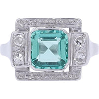 18K White Gold 1.40 Carat No Oil Colombian Emerald Ring with 0.10 Carat Total Diamond Accents - GIA Certified