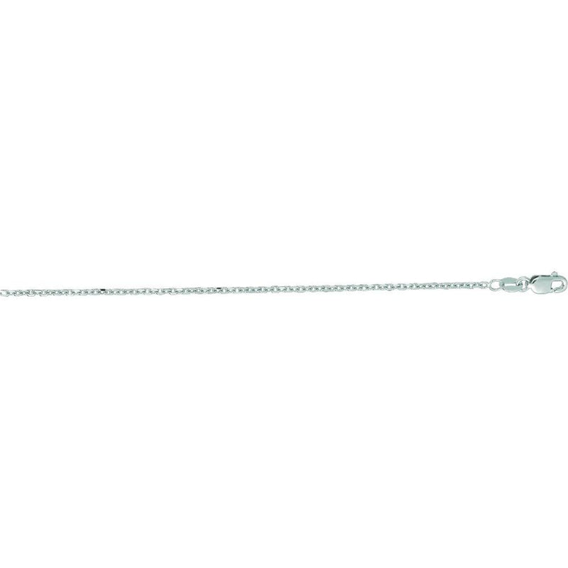18K White Gold 1.4mm Diamond Cut Cable Chain Necklace - 16" by Orozza Fine Jewelry
