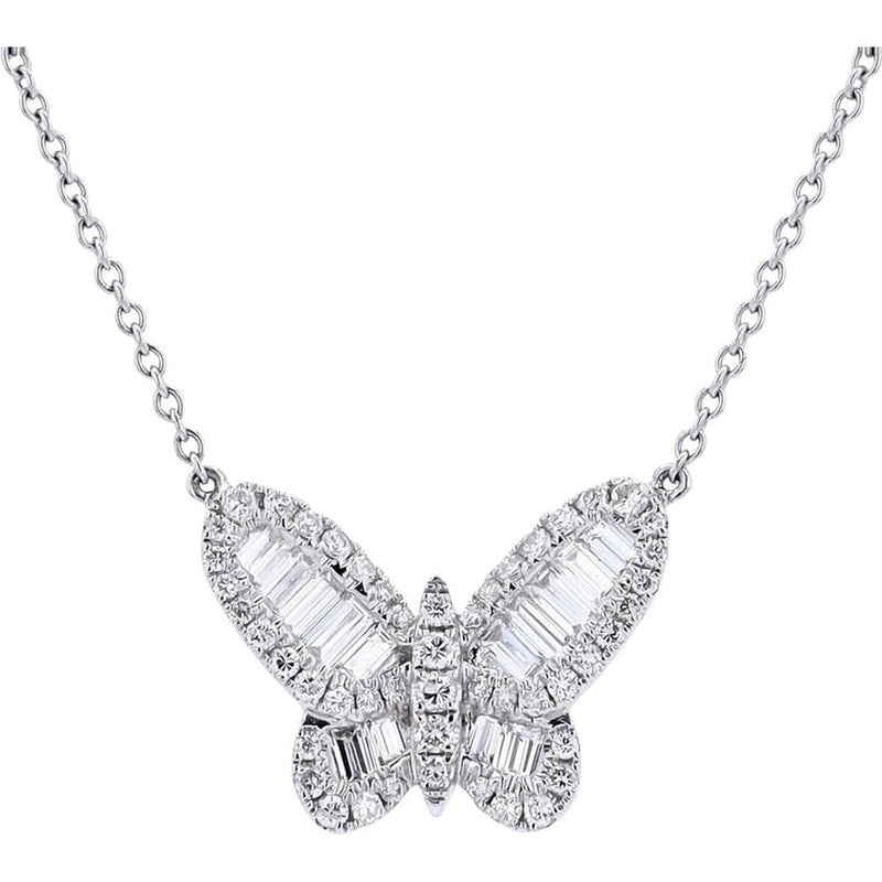 18K White Gold 1.50 Carat Diamond Butterfly Necklace