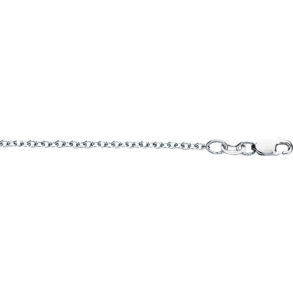 18K White Gold 1.5mm Polished Cable Chain Necklace - 18" with Lobster Clasp by Orozza Fine Jewelry