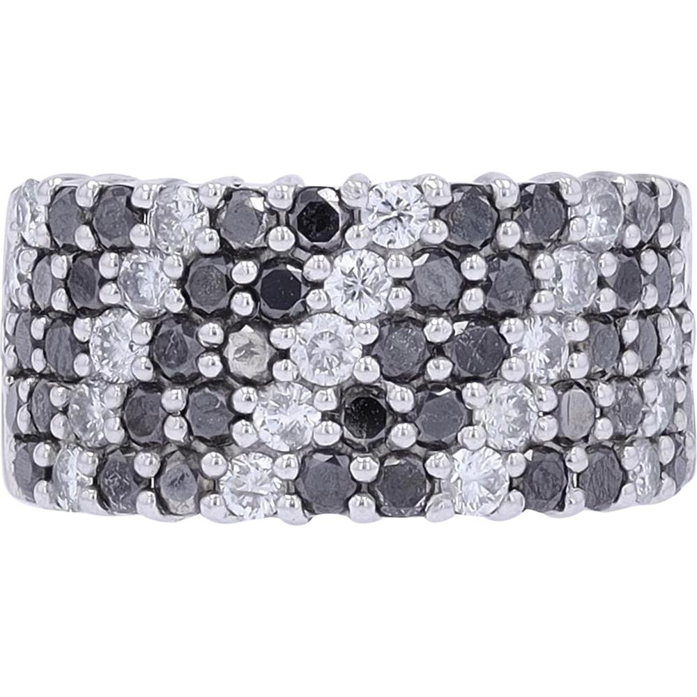 18K White Gold 1.80 Carat Black & White Diamond Wide Band Ring