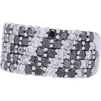 18K White Gold 1.80 Carat Black & White Diamond Wide Band Ring