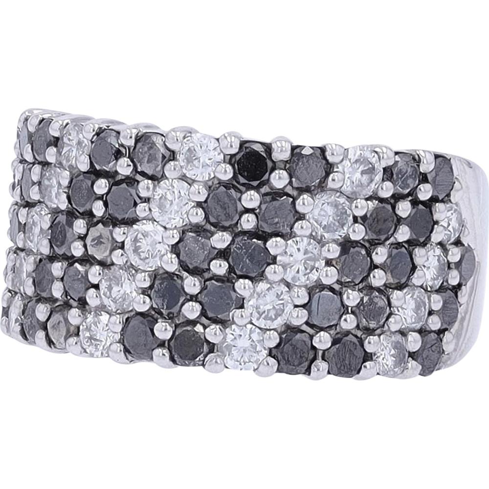 18K White Gold 1.80 Carat Black & White Diamond Wide Band Ring