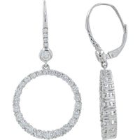 18K White Gold 1.94 Carat Total Weight Diamond Large Hoop Earrings