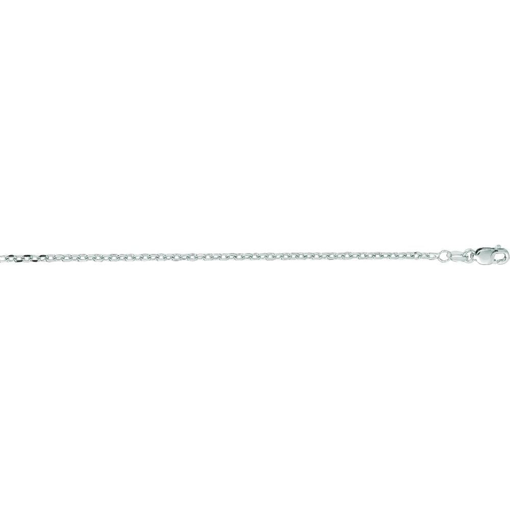 18K White Gold 1.9mm Diamond Cut Cable Chain Necklace - 18" by Orozza Fine Jewelry