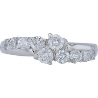 18K White Gold 1 Carat Total Weight Diamond Crossover Ring - 1.00 Carat Total Diamond Weight