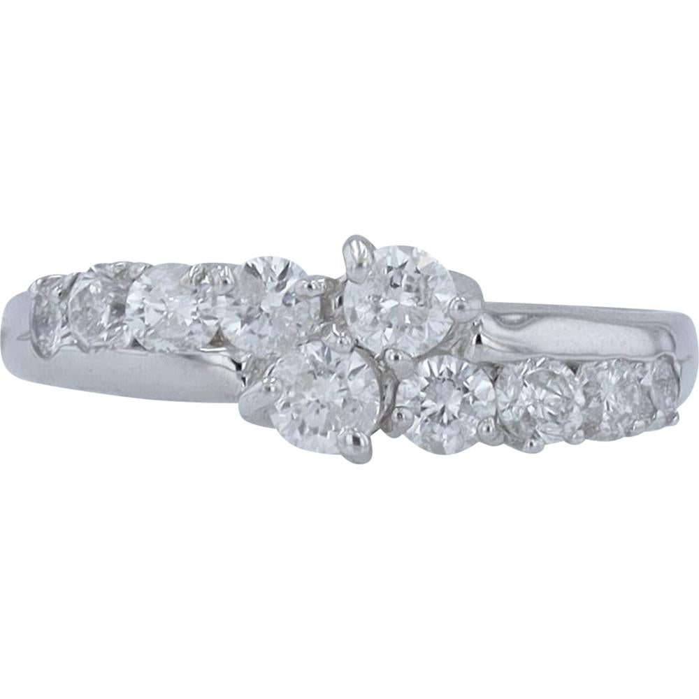 18K White Gold 1 Carat Total Weight Diamond Crossover Ring - 1.00 Carat Total Diamond Weight