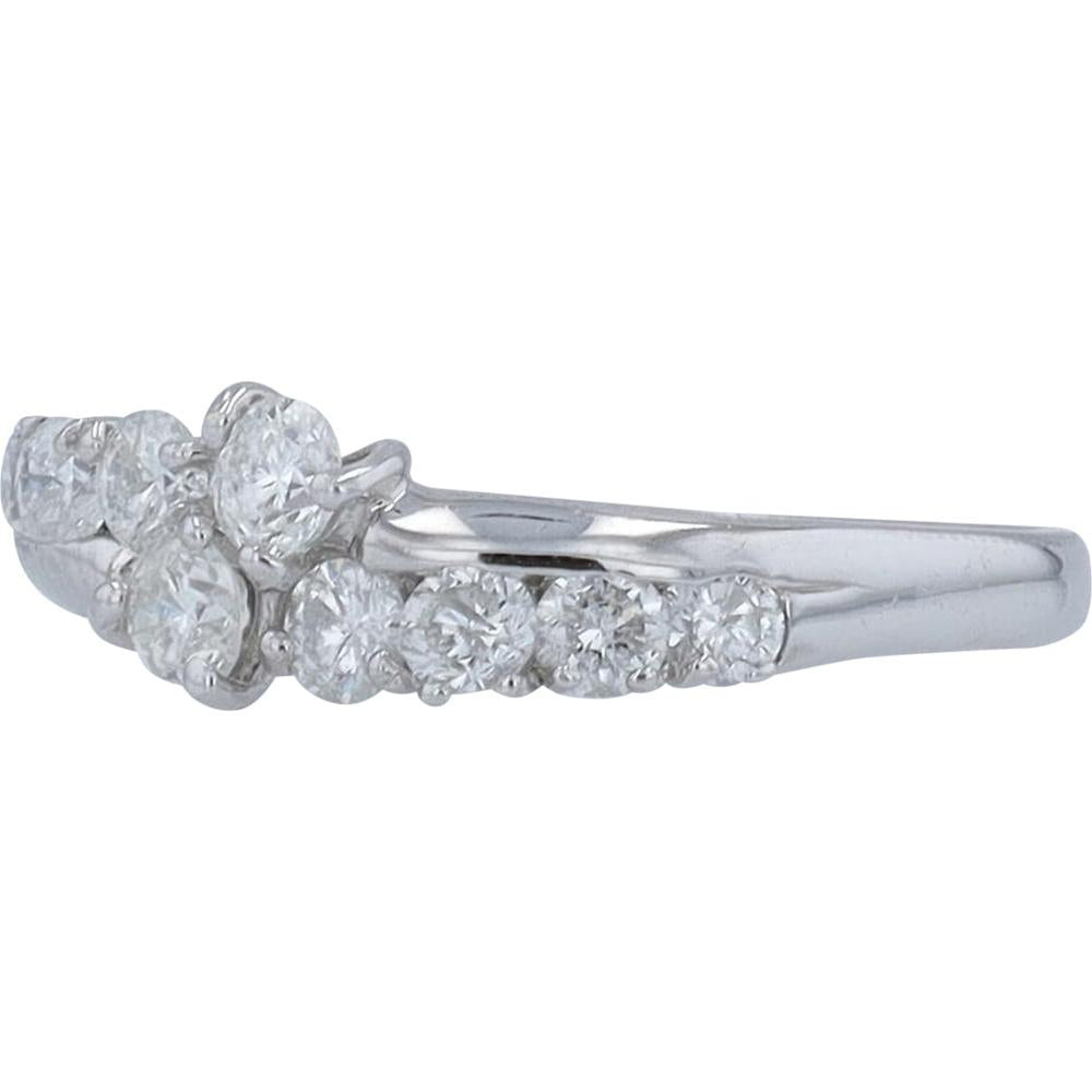 18K White Gold 1 Carat Total Weight Diamond Crossover Ring - 1.00 Carat Total Diamond Weight