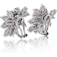 18K White Gold 1-Inch Cluster Earrings with Round and Marquise Diamonds - 7.00 Carat Total Diamond Weight