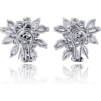 18K White Gold 1-Inch Cluster Earrings with Round and Marquise Diamonds - 7.00 Carat Total Diamond Weight