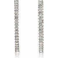 18K White Gold 11.06 Total Carat Weight Princess Cut Diamond Hoop Earrings - Radiant Elegance