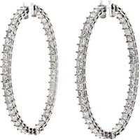 18K White Gold 11.06 Total Carat Weight Princess Cut Diamond Hoop Earrings - Radiant Elegance